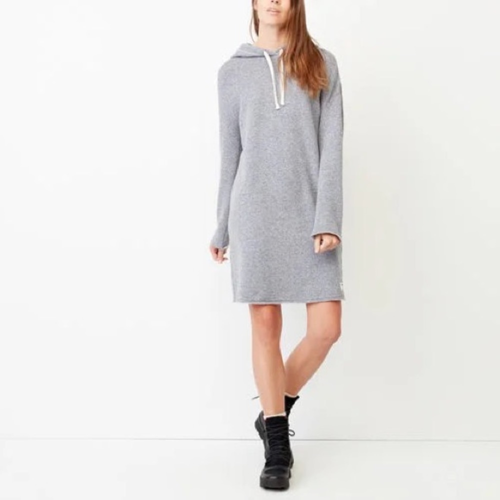 ROOTS gray long sweater dress tunic hooded Dress Medium white hood